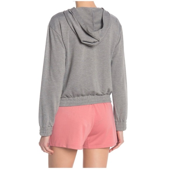 JOE'S JEANS Kangaroo Pocket Long Sleeve Smocked Hoodie Tops, Heather Gray, Large - Picture 2 of 3